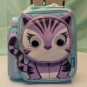 Smash Purple Cat Kids Lunch Bag Set With Water Bottle (No Other Containers)